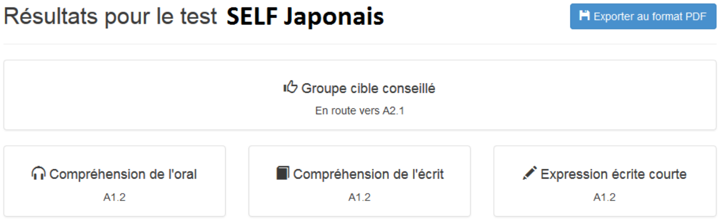 Page de scores SELF